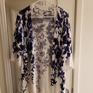 Knitted & knotted blue floral sweater